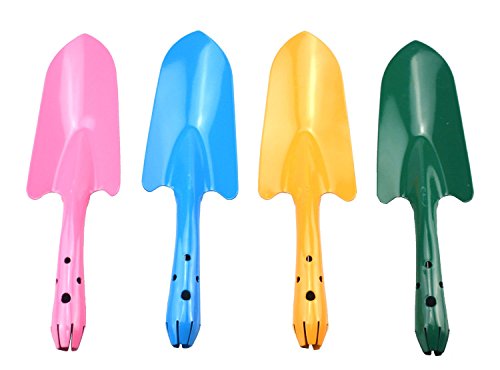 Annymall Mini Colorful Metal Garden Hand Shovel, Flower Soil Planting Digging Transplanting Light Duty Tools for Women, Men, Seniors with Arthritis - 4 Pieces Set (Random Color)