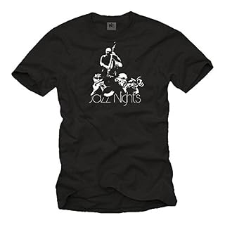 Makaya Jazz T-Shirt Designs Homme Jazz Nights Noir Taille S-XXXL - Les Beatles, Paul McCartney, John Lennon, RIngo Starr, George Harrison