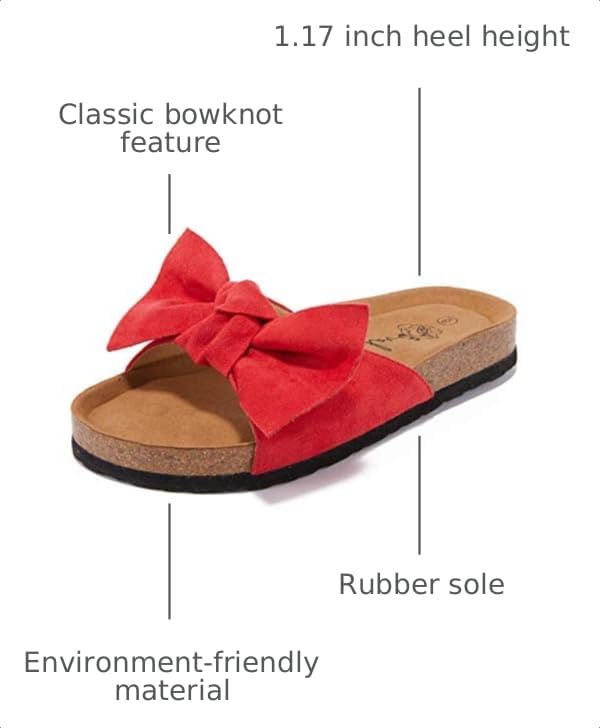 Image of FISACE Womens Bow Flat Sandals Flip Flops Slide Sandals Summer Beach Shoes