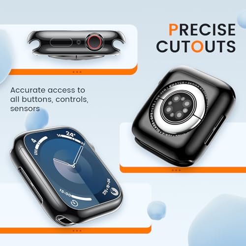 [2 Pack] Goton Bumper Case for Apple Watch 41mm, [No Screen Protector] Slim Soft TPU Shockproof Case Cover Bumper Protector Accessories for iWatch Series 9/8/7, 41mm Black+Black