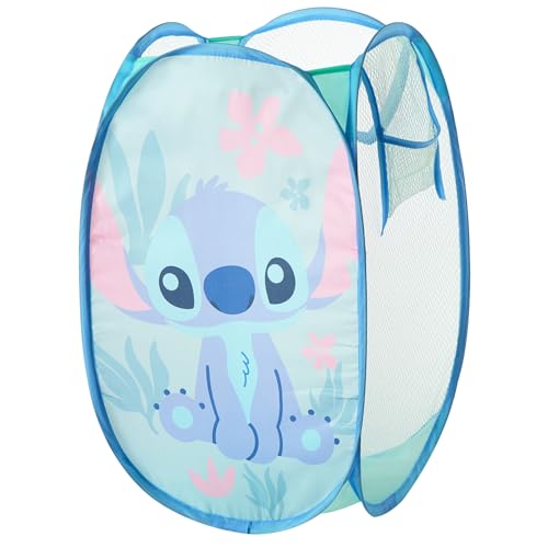 Image of Disney Stitch Pop Up Hamper - Collapsible Laundry Basket with Durable Carry Handles - 21'' x 13.5'' - Lightweight Storage Bin for Kids, Nursery, Bedroom & Toys