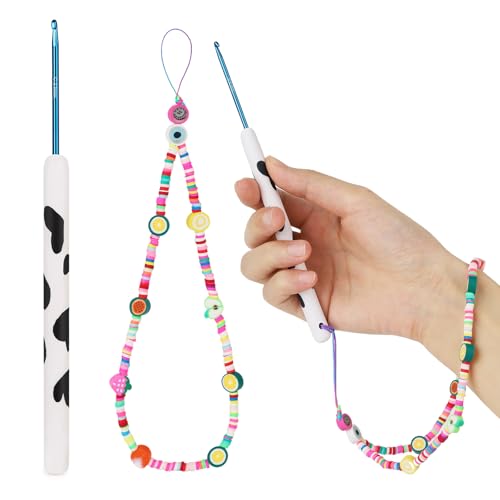 Coopay 1 aguja de ganchillo con pulsera, agujas de ganchillo de 2,5 mm para principiantes, aguja de ganchillo suave ergonómica para artritis, agujas de ganchillo artesanales con mango largo – 2,5 mm