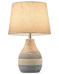 LIT AMPO Rechargeable Cordless Table Lamp, Remote Control Timer Dimmer, Ceramic Base & Linen Fabric Shade, Battery Powered Color Changing Light, Small Nightstand Lamp for Bedroom, Kitchen, Living Room