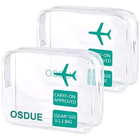 OSDUE Neceser de Aseo Transparente, 2 Bolsas Transparentes de Avión Cover