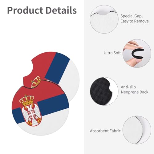 Posavasos de auto para portavasos 2 unidades bandera Serbia miniatura 4