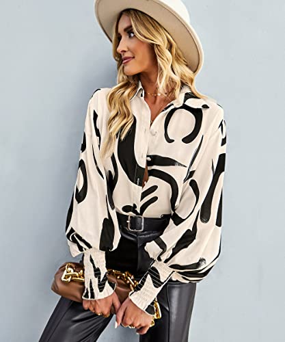 Women's Floral Print Blouse Long Sleeve Button Down Shirts Casual Dressy Blouse Shirts Tops4