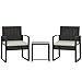 Outsunny Rattan Bistroset, 3 teiliges Gartenmöbel-Set mit 2 Gartenstühlen, Couchtisch, abnehmbar Kissen, Balkonmöbel-Set Sitzgruppe Gartengarnitur für Garten, Terrasse, Cremeweiß