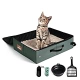 Picture of Portable Litter Box for Cats Kitten Foldable Travel Litter Box with Lid, Leak-Proof No Smell Easy to Carry, Clean and Store Easy for Car Travel, Hotle Stays and Road Trip 16x12x4.3 Inches