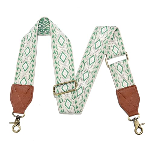 Image of LEMEDE Purse Strap,2 inch Leather End Shoulder Strap Adjustable Replacement,Retro Jacquard Multi-pattern Crossbody Bag Straps