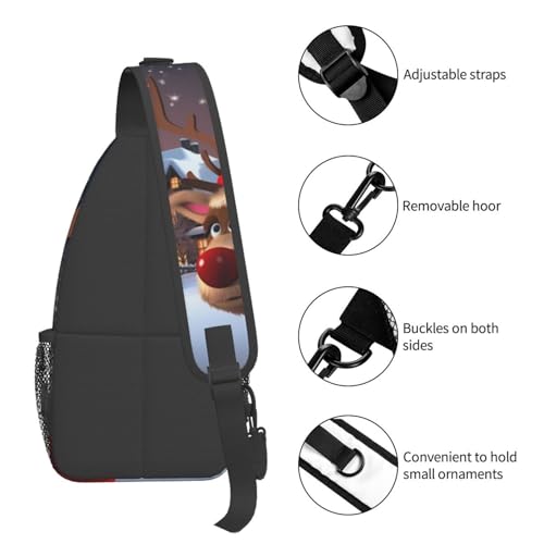 Bolso cruzado casual para hombre y mujer negro miniatura 5