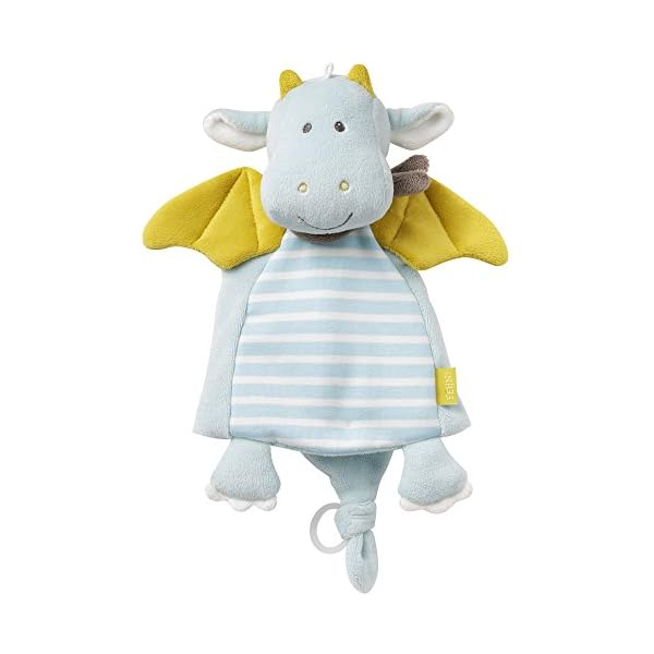 Fehn 065077 Schmusetuch Drache Deluxe – Schnuffeltuch mit Befestigungsring für Schnuller – Zum Kuscheln für Babys ab 0…