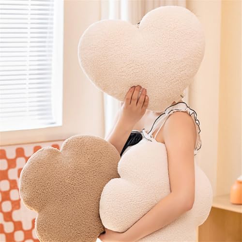 Herzkissen, Herz Kissen Kinderzimmer Decor, Kuschelkissen Kinder Herzform Dekokissen Kopfkissen Kissen Zierkissen für Wohnzimmer Sofa Kind Schlafzimmer Bett (Braunes Herz,40 cm)