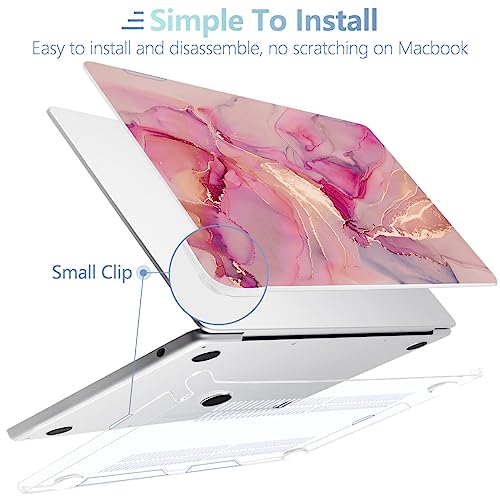 Image of MEEgoodo Case for M5 /M4 /M3 /M2 MacBook Air 13 inch 2026 2025 2024 2022, Fit Model A3449 /A3240 /A3113 /A2681, Case Compatible with MacBook Air 13.6-inch, Gold Splashes Marble