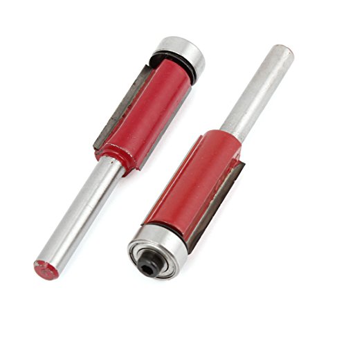 Aexit 2pcs 73mm Special tool Long drill hole Metal Flush Trim Router Bit 1/4