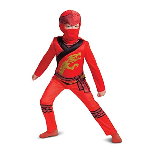 Disguise Disfraz lego Ninjago - Disfraz Kai Ninjago Rojo - Traje de Ninja - Talla S - Para Niños 4 a 6 Años