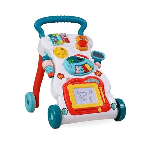 Mobiclinic®, Chariot de Marche Bébé, Avec Musique et Lumières, Vitesse Réglable, Jouets Amovibles, Master, + 6 mois, Centre d&rsquo;activités Éducatives, Stable et Sûr, Multicolore