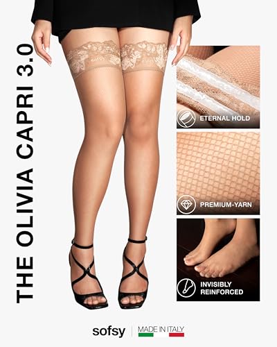 Image of sofsy Italian-Made Soft Fishnet Stockings for Women