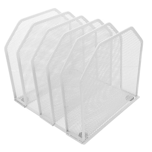Organiseur de dossiers bureau métal blanc 5 compartiments détachables pour documents