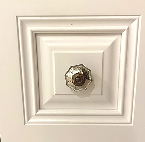 Shabby Restore Antique Chrome Octagon Mercury Glass Distressed, Dresser Knob, Cabinet Pull - Pack Of 6 #TOP5