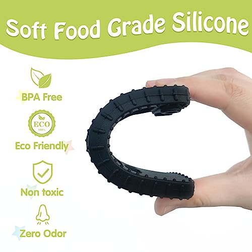 Ausener Baby Teething Toys 0-6 Months, Baby Play Phone Toys 6 To 12 Months, 2 Pcs Teething Remote And Cell Phone Teether Chew Toy For Baby Boys Girls, Silicone Baby Remote Control Toy Teether, Black #TOP4