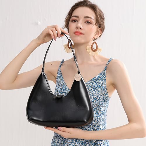 Image of JOLLQUE Shoulder Bag for Women, Small Leather Handbag Purse,Unique Trendy Zipper Hobo Bag
