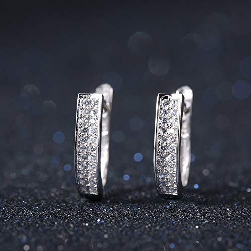 Argent 925 boucles d'oreilles de luxe avec cristal géométrique rond femme