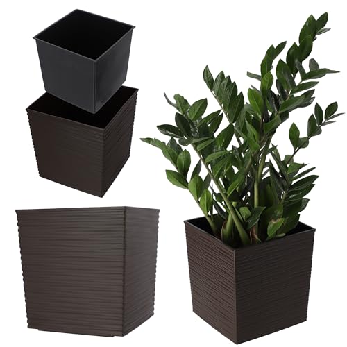 KADAX Blumentopf aus Kunststoff, wetterfester Gartentopf für Balkon, Terrasse, Innenbereich, Leichter Topf mit Einlage, Pflanzentöpf… – Ansicht 1