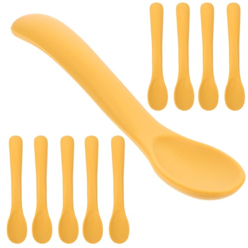 Toyvian 10 Piezas Cuchara de suave para vajilla bebe platos bebe platos para bebe vajillas bebe Lámina suministro de bebé cuchara raspadora gel de sílice Yellow