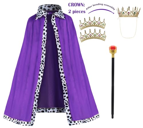 Disfraz completo de rey para niños con capa, corona y cetro miniatura 3