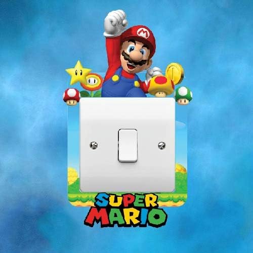 ELITEPRINT Super Mario Light Switch Surround Sticker Skin Theme Graphic Decal Bedroom Kids Boys Girls