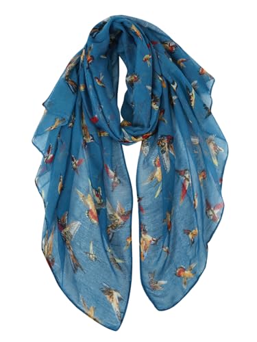 Image of GERINLY Scarfs for Women Lightweight Cotton Feel Scarves Floral Birds Print