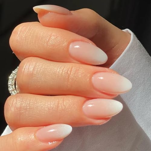 DANNI & TONI Semi Cured Gel Nail Strips Sheer to White Ombr Gel Nail Wraps 28 Stickers | Cloud Fade