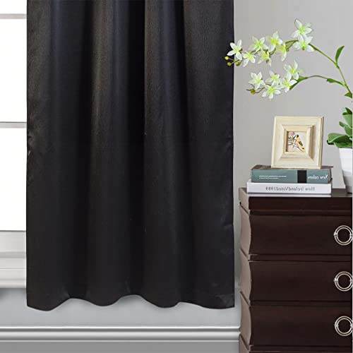 GLORY RUGS Window Panel with Attached Valance Curtain Bedroom Living Room Dining 42"X84" Black