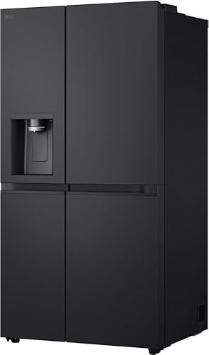 LG GSLE91EVAB Freistehend Side-by-Side Kühlschrank, 623 l Nutzinhalt, Total NoFrost, Crushed Ice- und Wasserspender, FrischeZone, Display, Essence Black