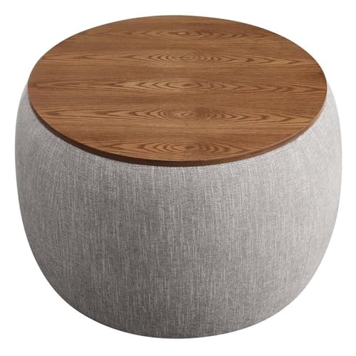 Modway EEI-6688-HEW Perla 26 Inch Round Storage Ottoman With Tray Lid In Heathered Weave Wheat -Heathered Fabric Ottoman - Versatile Footrest - Woven Coffee Table thumb #4