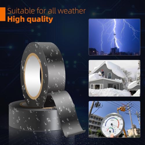 Image of 16 Pack Black Electrical Tape Waterproof，3 /4 in x 60ft，High Temperature Electric Tape Weatherproof Home Outdoor Multipurpose Insulating Wire Wrapping，Maximum Voltage