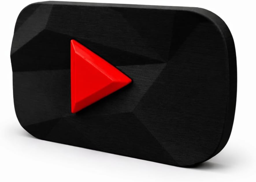 SIGNKRAFT3D Custom YouTube Diamond Play Button   Red, Gold, Silver   Vlogger Desk Decor, Freestanding Ornament Gift, YouTube Channel Sign, Personalized Award Plaque Black, 6 Inch