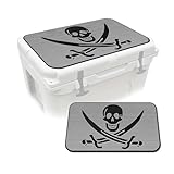 USATuff SeaDek EVA Mat Cooler Pad fits YETI 45 Tundra | Peel & Stick Application | Non Slip Comfort Accessories - Pirate Jolly Roger (StormGray-Black)