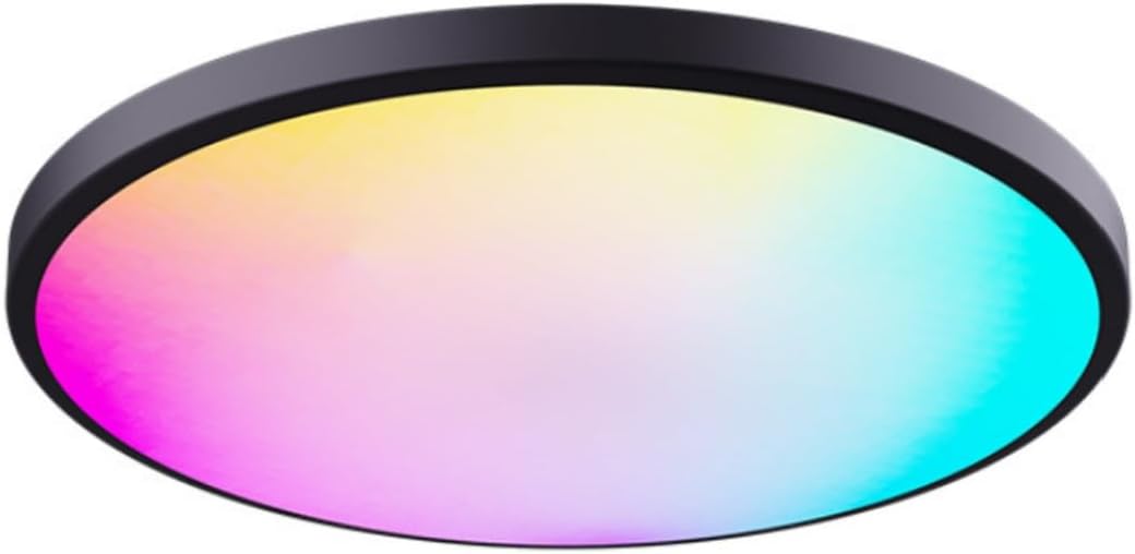 Smart WiFi Ceiling Light, RGB+CCT LED Ceiling Light Fixture, Compatible with Alexa Google Home,16 Million Multi-Color 3000-6500K,for Bedroom, Living Room. (Black, 1 PCS)