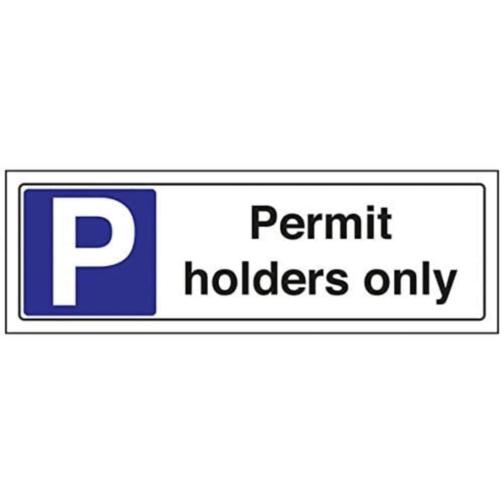 VSafety Parkplatzschild "Permit Holders Only" – 300x100mm Querformat Aus Stabilem 1mm Hartplastik