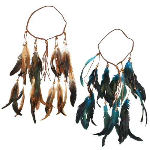 Tokaneit 2 Stück Indisches Feder-Stirnband, Boho-Hippie-Kopfschmuck, Frauen Bohemien Feder Quasten Stirnband, Perlen, Festival, Party, Kopfbedeckung, Haarschmuck für Damen und Mädchen Tokaneit 2 Stück Indisches Feder-Stirnband, Boho-Hippie-Kopfschmuck, Frauen Bohemien Feder Quasten Stirnband, Perlen, Festival, Party, Kopfbedeckung, Haarschmuck für Damen und Mädchen