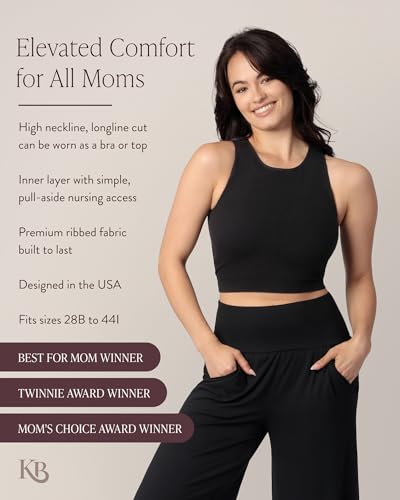 Image of Kindred Bravely Sublime Longline Nursing Bras for Breastfeeding, Soft Nursing Crop Tank Maternity Bra with Built in Shelf Bra