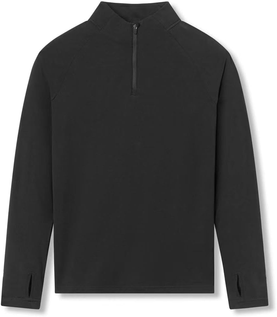 Men’S Solid Long Sleeve Compression Shirt with Zipper,Stretch Athletic Base Layer Top for Workout Running Cycling