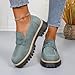 Women's Chunky Heel Loafers Suede Round Toe Shoe Mid Heel Thick Sole Casual Shoes Slip-On for Vintage Fashion Style Green