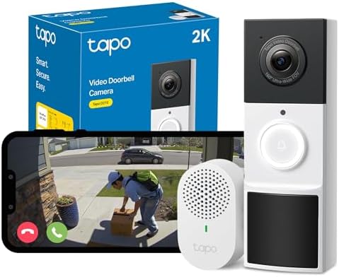 Tapo D210 Doorbell Camera Wireless 2K 3MP Ultra-Clear Doorbell Ca...