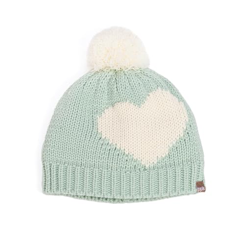 Knit Kids Fall Winter Hat with Heart Design for Girls 1-6 Years, Warm and Soft, Fleece-Lined for Cold Weather