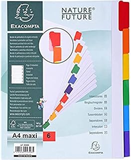 Exacompta - Ref 2312E - Document Dividers - Suitable for A4 Documents, 160gsm White Card, Plastic-Coated Multicoloured Tabs, Pre-Punched, FSC-Certified, 12 Sections