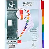 Separadores 6 posiciones A4 Cartulina Blanca 160grs con pestañas de colores EXTRA ANCHOS PARA FUNDAS XXL