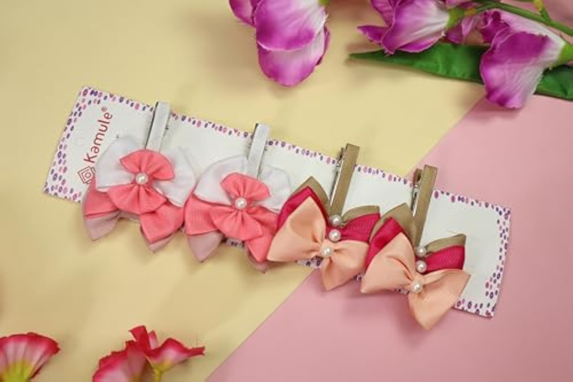 Pack of 4 Detailed Bow Hair Clips