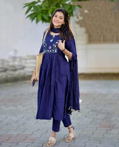 Image of KLOSIA Women Printed A-Line Kurta and Pant Set with Dupatta
